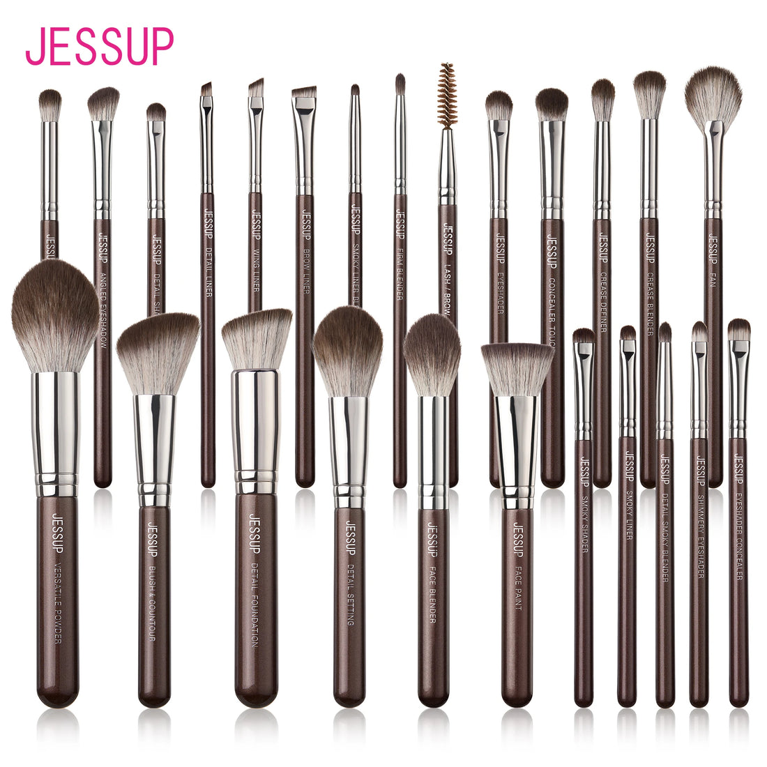 Jessup Synthetic Makeup Brush Set, 15 or 25 Pieces