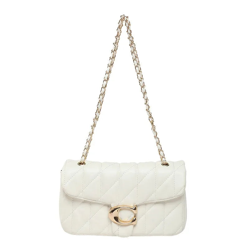 Quilted Gold Chain Flap Crossbody Bag