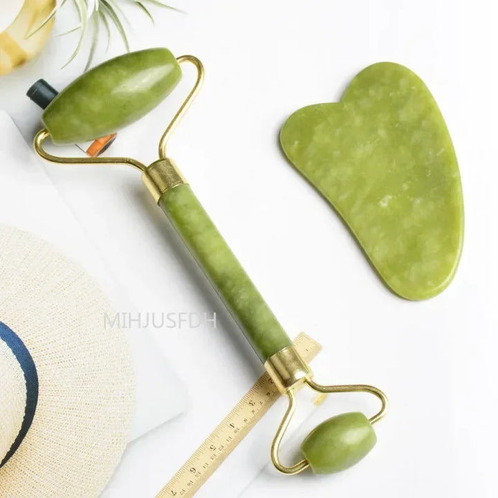 Natural Jade Facial Roller and Gua Sha Set