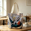 Printed Canvas Zip Shoulder Tote Bag