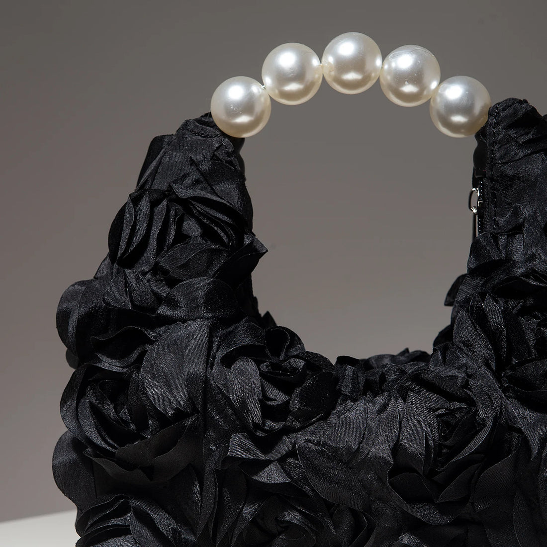 Floral Pearl Half Moon Clutch Bag