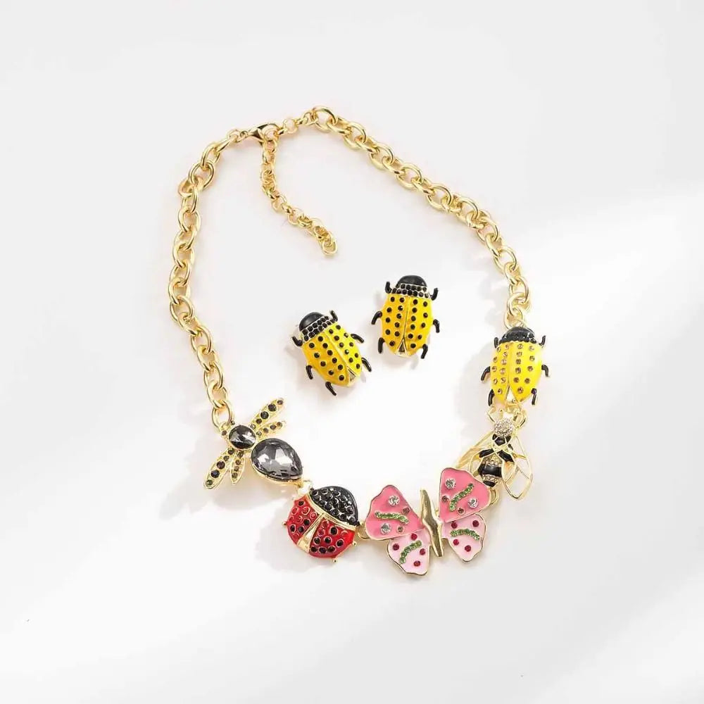 Enamel Butterfly Chunky Chain Necklace
