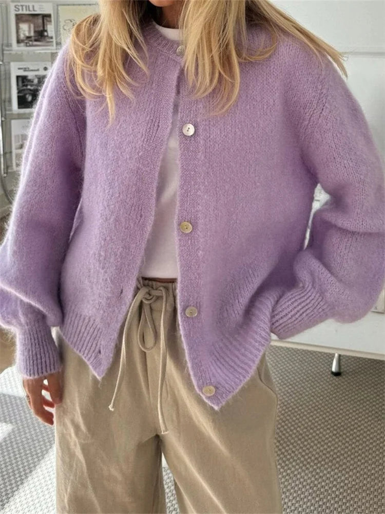 Fuzzy Soft Knit Open Cardigan