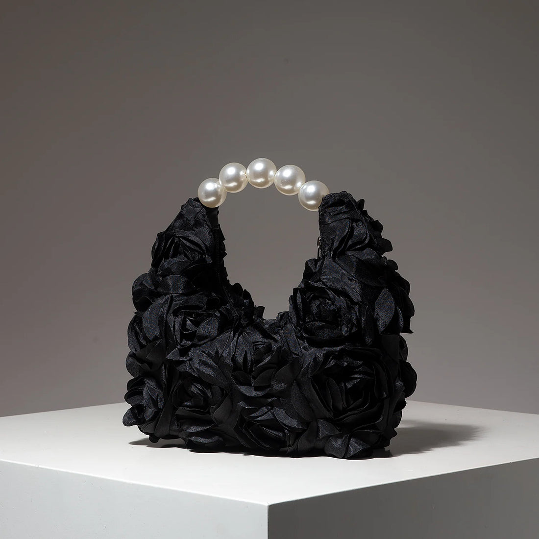 Floral Pearl Half Moon Clutch Bag