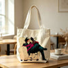 Printed Canvas Zip Shoulder Tote Bag