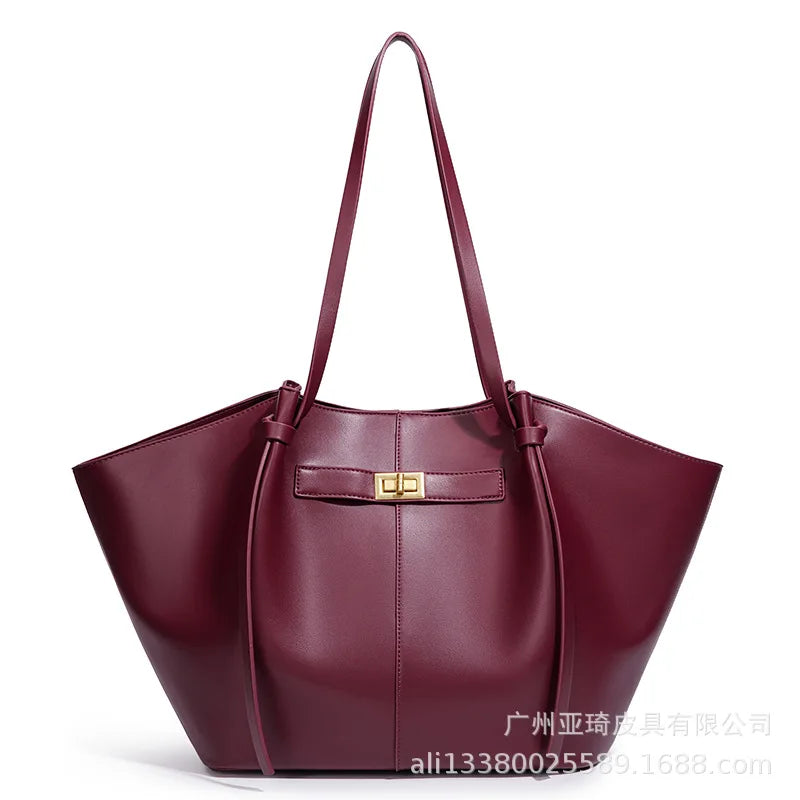 Large Metal Lock Shoulder Tote Bag