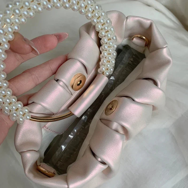 Pearl Handle Evening Clutch Bag