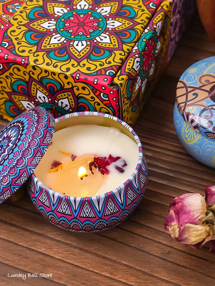 Crystal and Dried Flower Soy Candle Jars, Box of 4