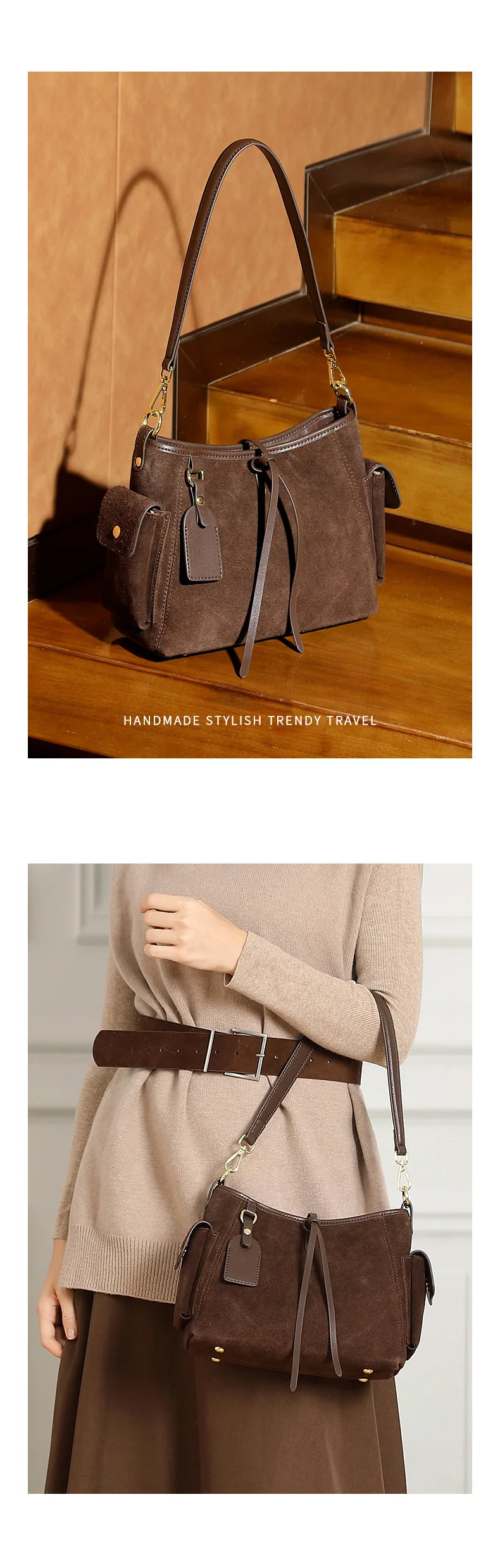 Frosted Leather Slouch Tote Bag