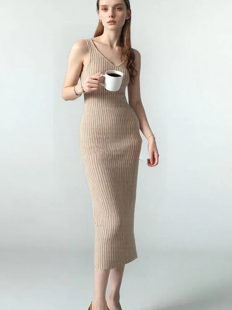 Ribbed Knit Cami Midi Dress