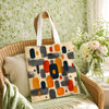 Amber Geo Canvas Shoulder Tote Bag