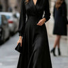 Notched Neck Wrap Waist A Line Midi Dress