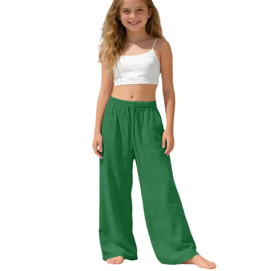 Girls Wide Leg Palazzo Beach Trousers