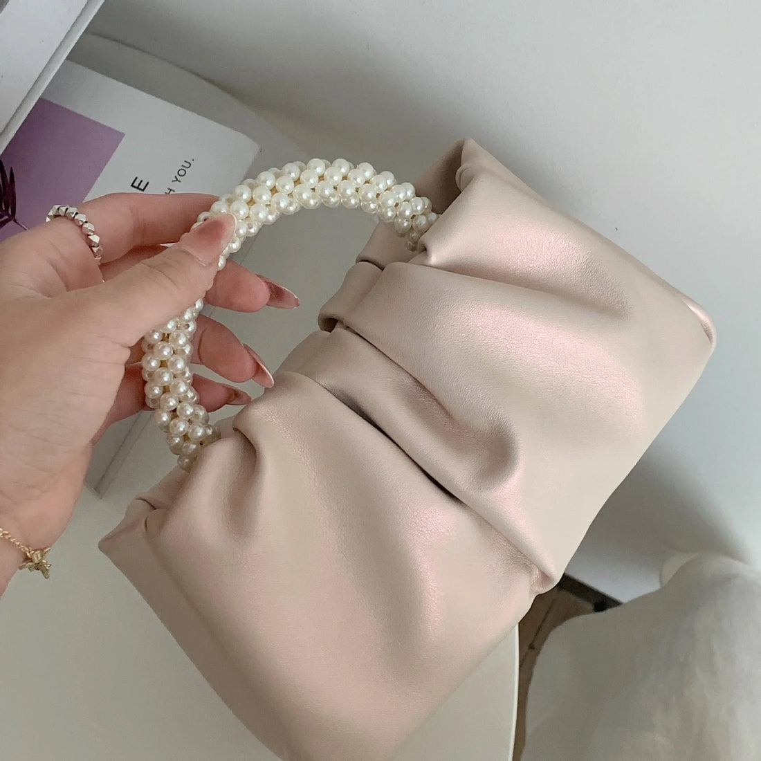 Pearl Handle Evening Clutch Bag