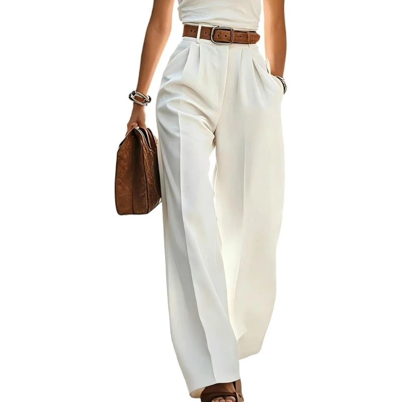 Pleated Wide Leg Suit Trousers