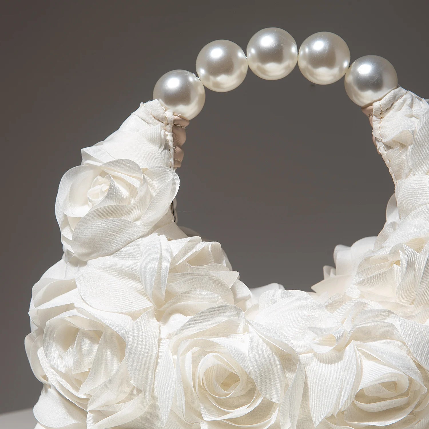 Floral Pearl Half Moon Clutch Bag