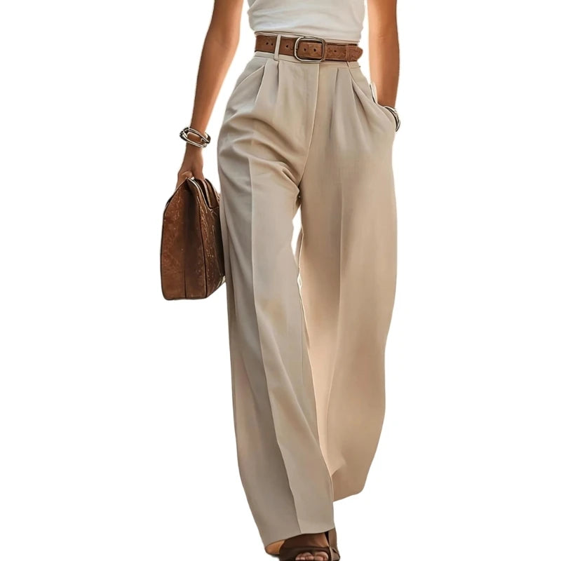Pleated Wide Leg Suit Trousers