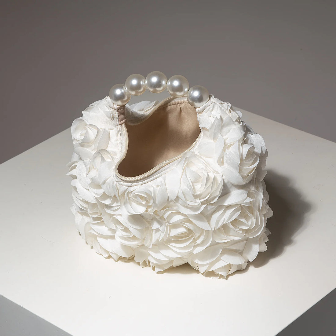 Floral Pearl Half Moon Clutch Bag