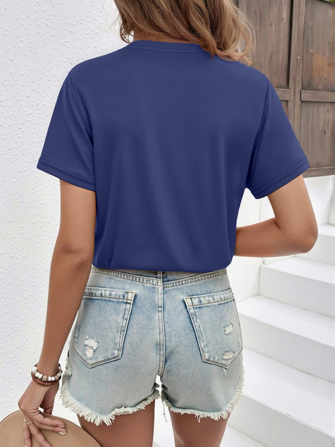 Soft Stretch V Neck Short Sleeve Tee