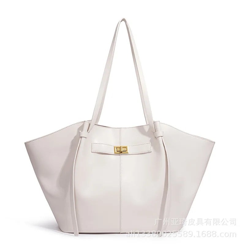Large Metal Lock Shoulder Tote Bag
