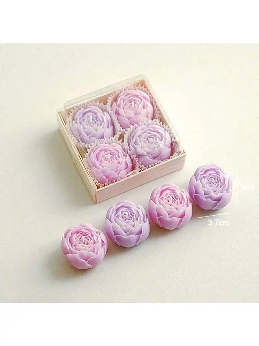 Handmade Rose Bouquet Candles, Set of 4