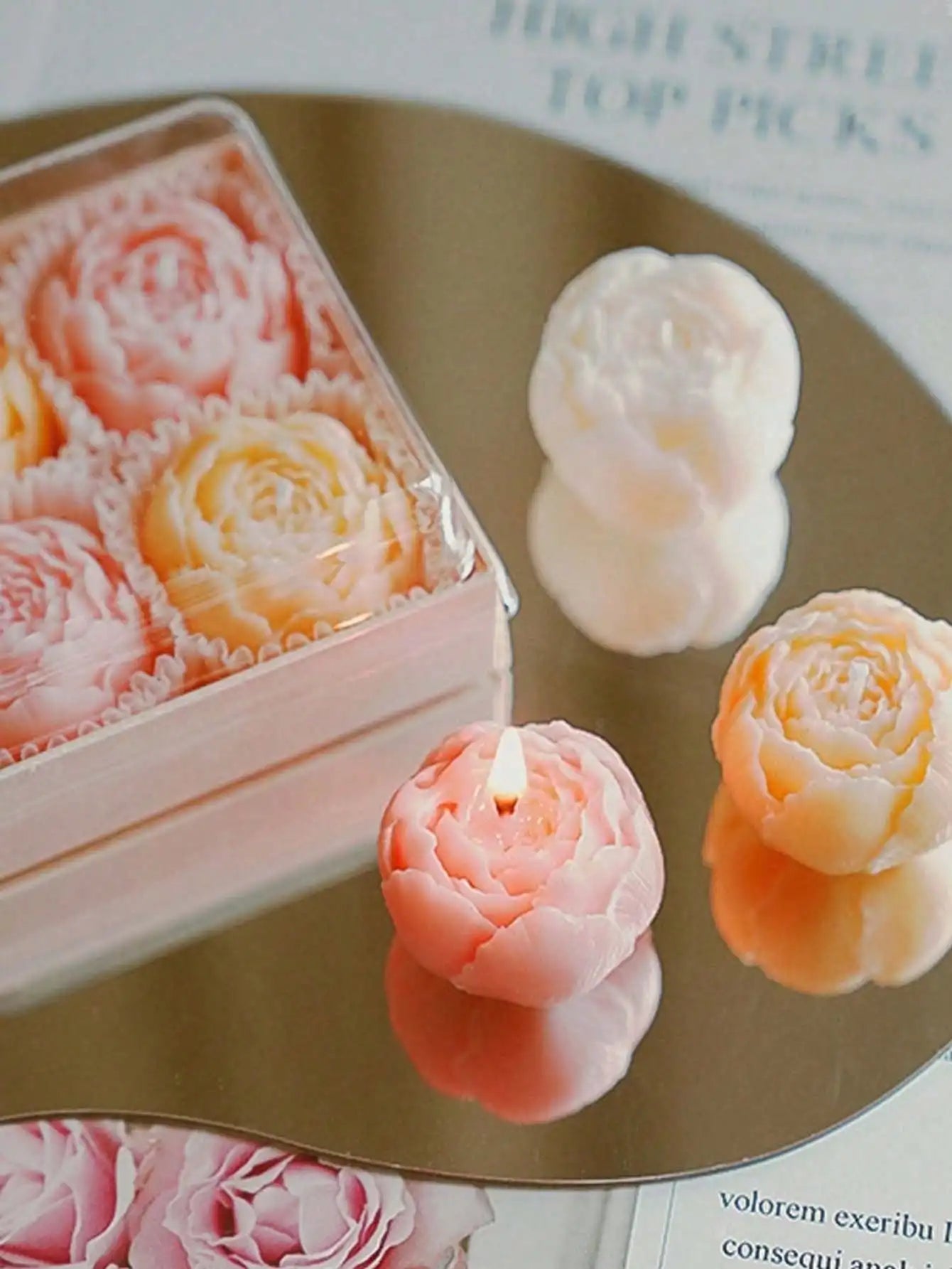 Handmade Rose Bouquet Candles, Set of 4