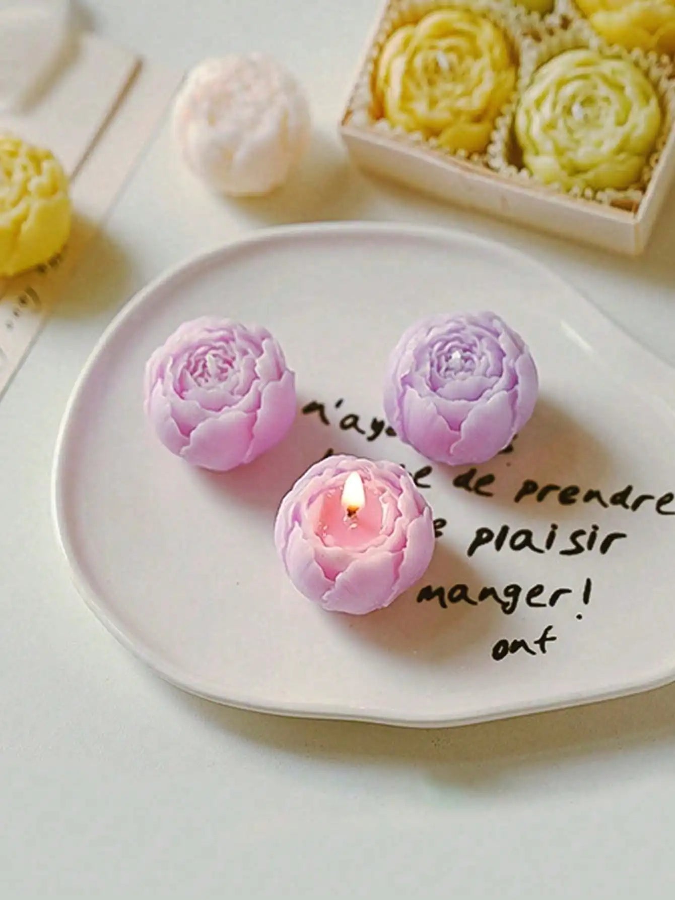 Handmade Rose Bouquet Candles, Set of 4