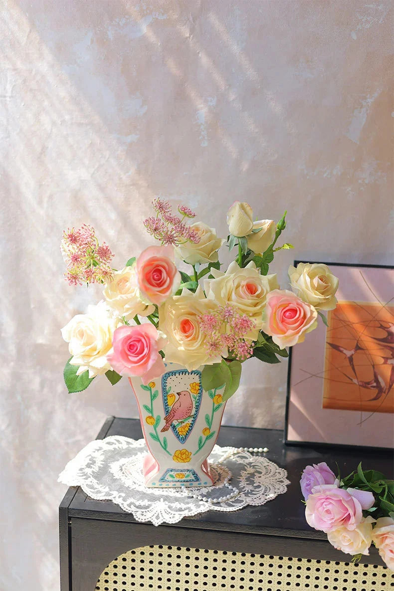 Vintage Ceramic Bird Flower Vase