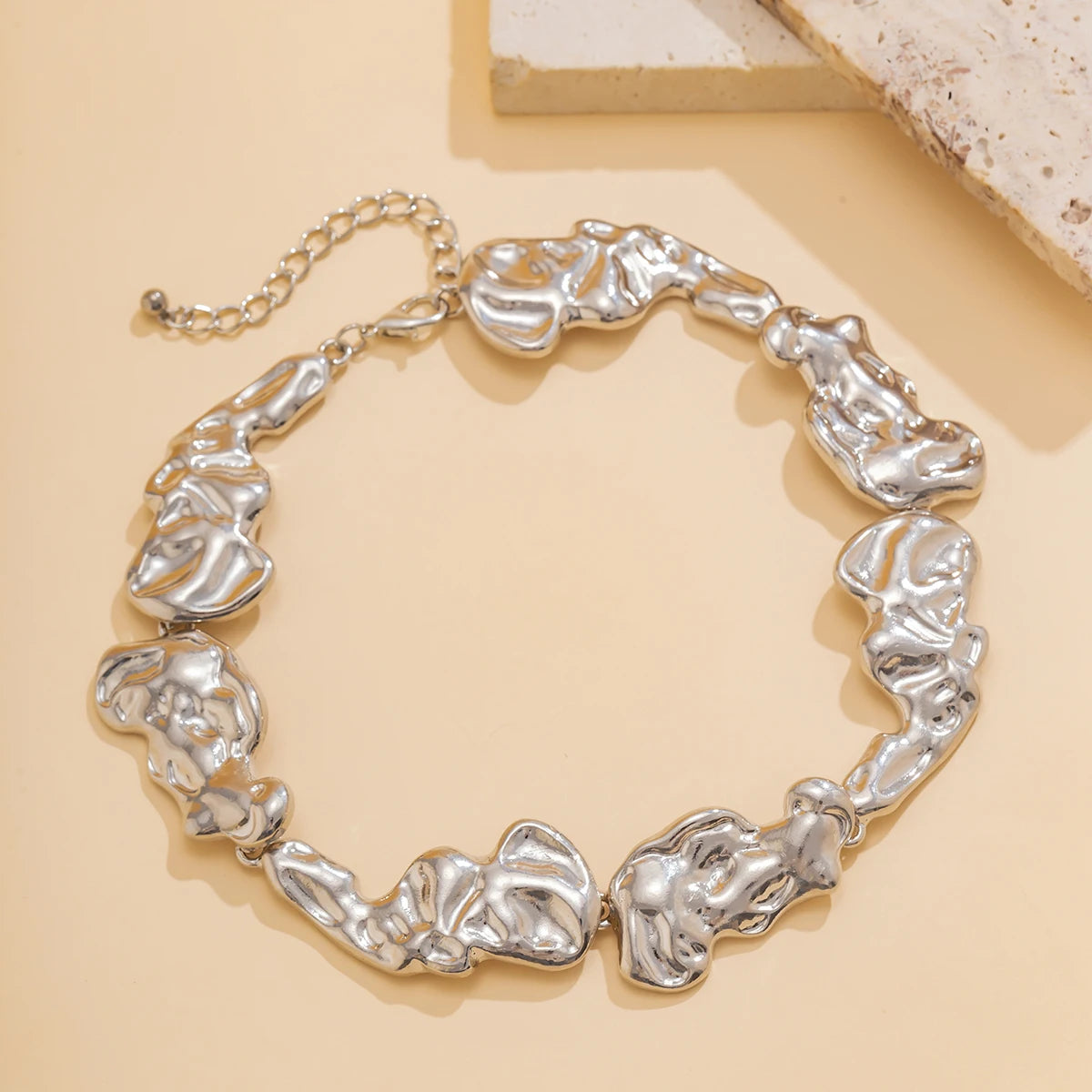 Irregular Metal Patchwork Collar Necklace