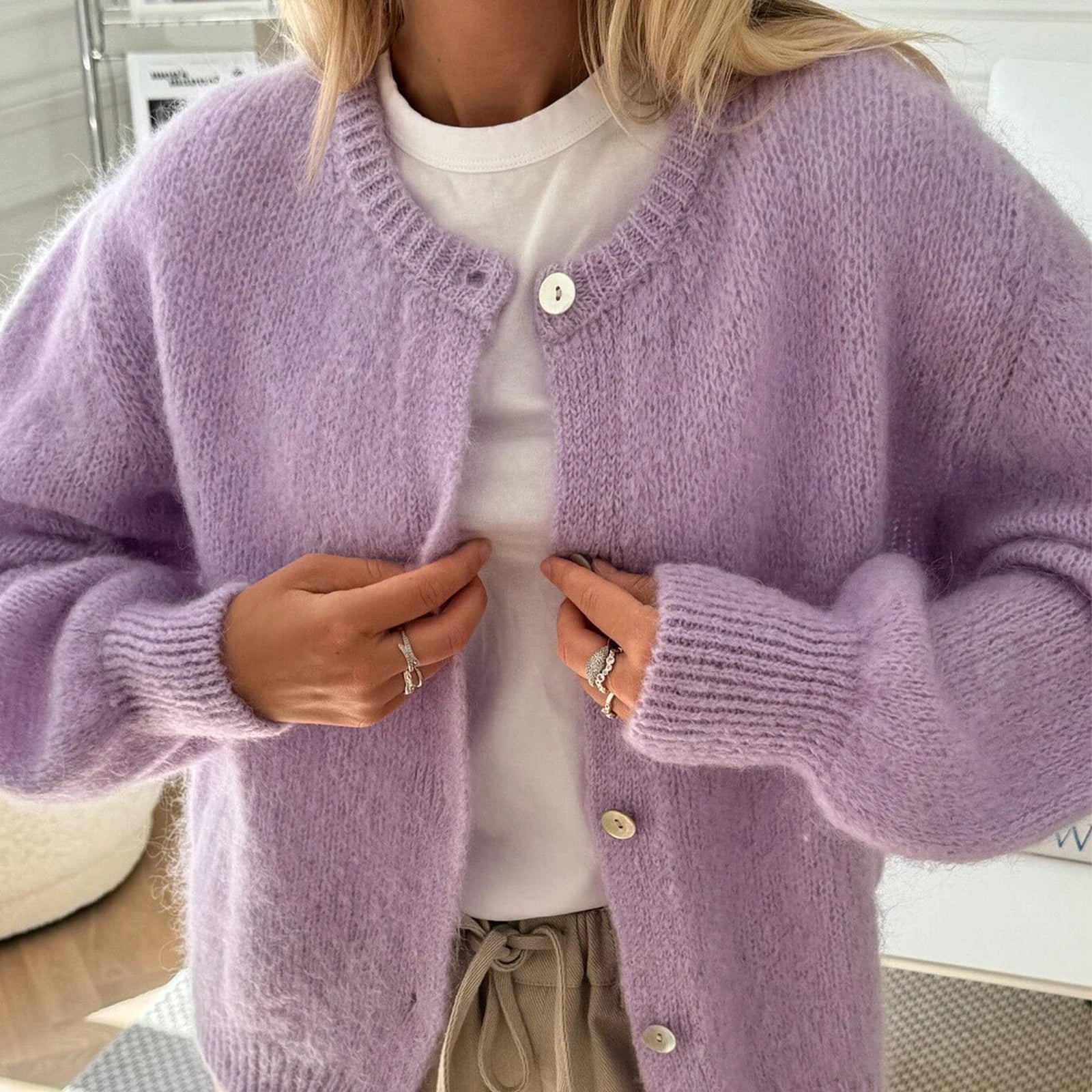 Fuzzy Soft Knit Open Cardigan