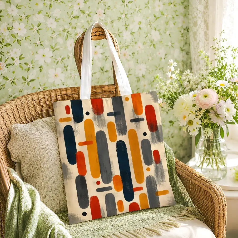 Amber Geo Canvas Shoulder Tote Bag