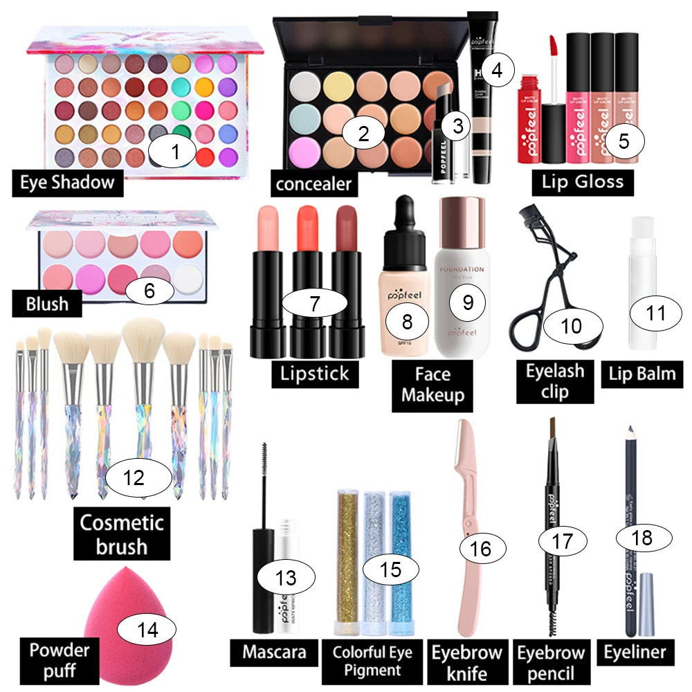 All In One Makeup Kit with Cosmetic Bag