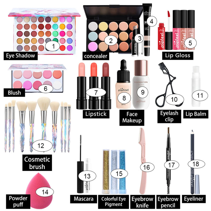 All In One Makeup Kit with Cosmetic Bag
