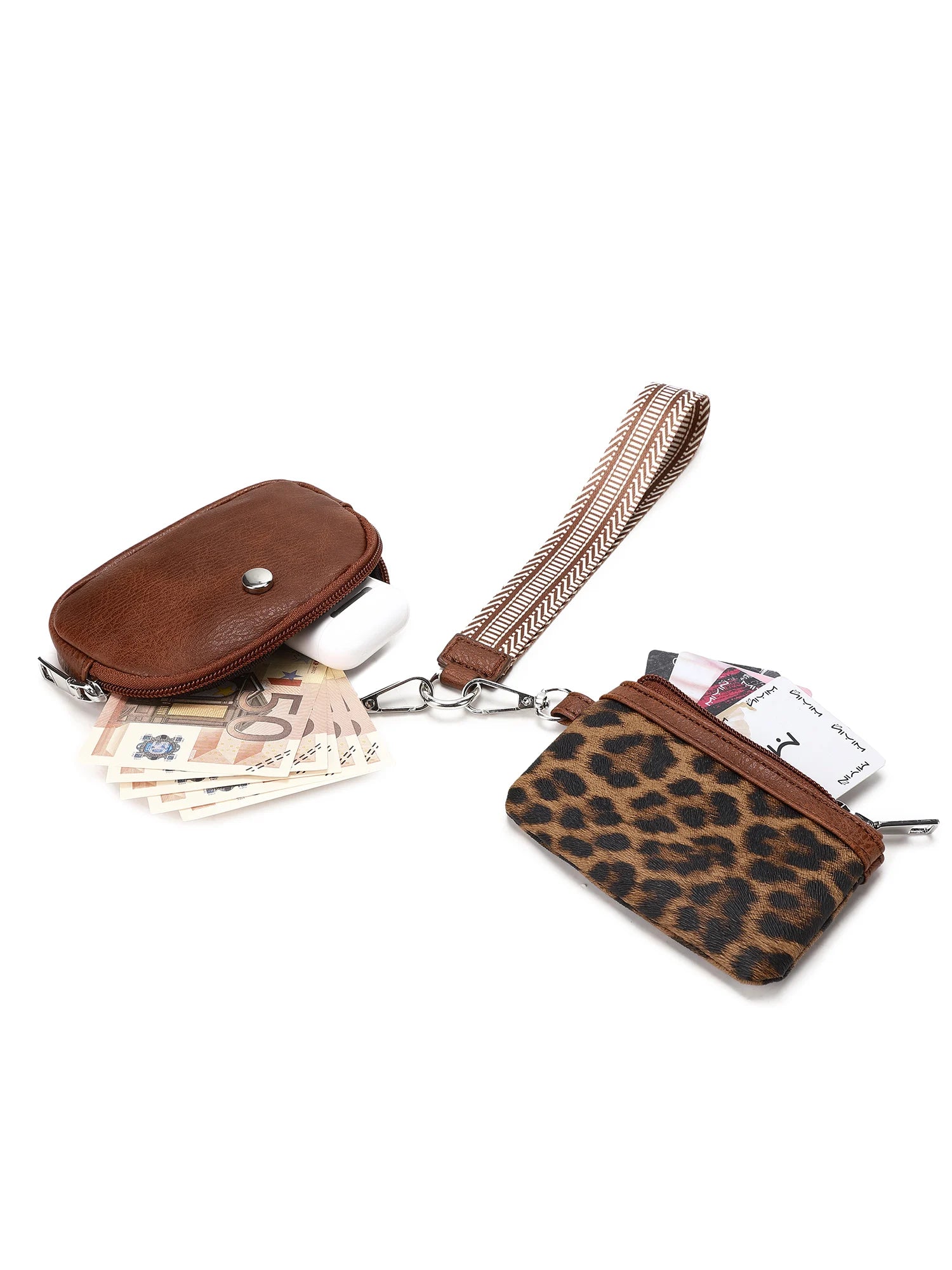 Leopard Print Zip Wristlet Wallet