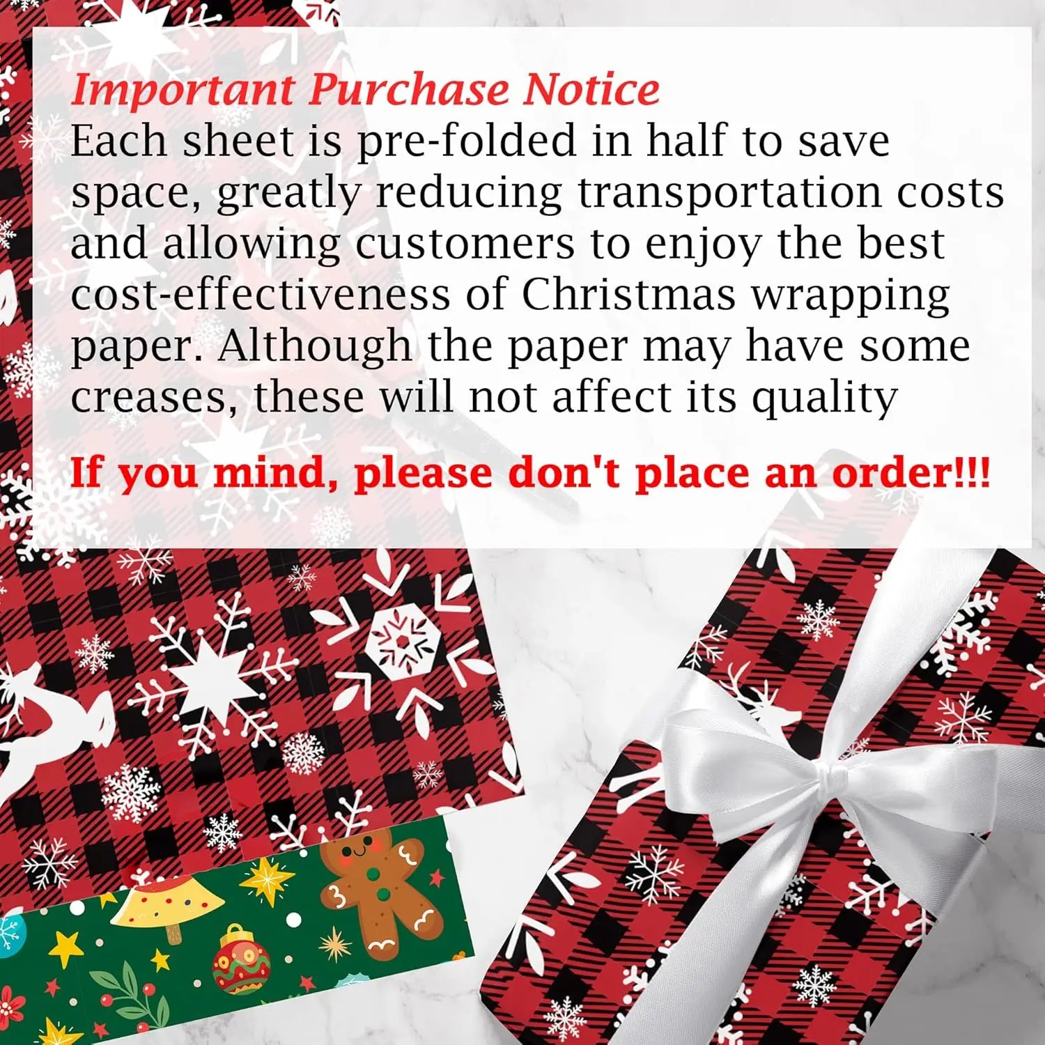 Christmas Kraft Wrapping Paper, 4 Sheets