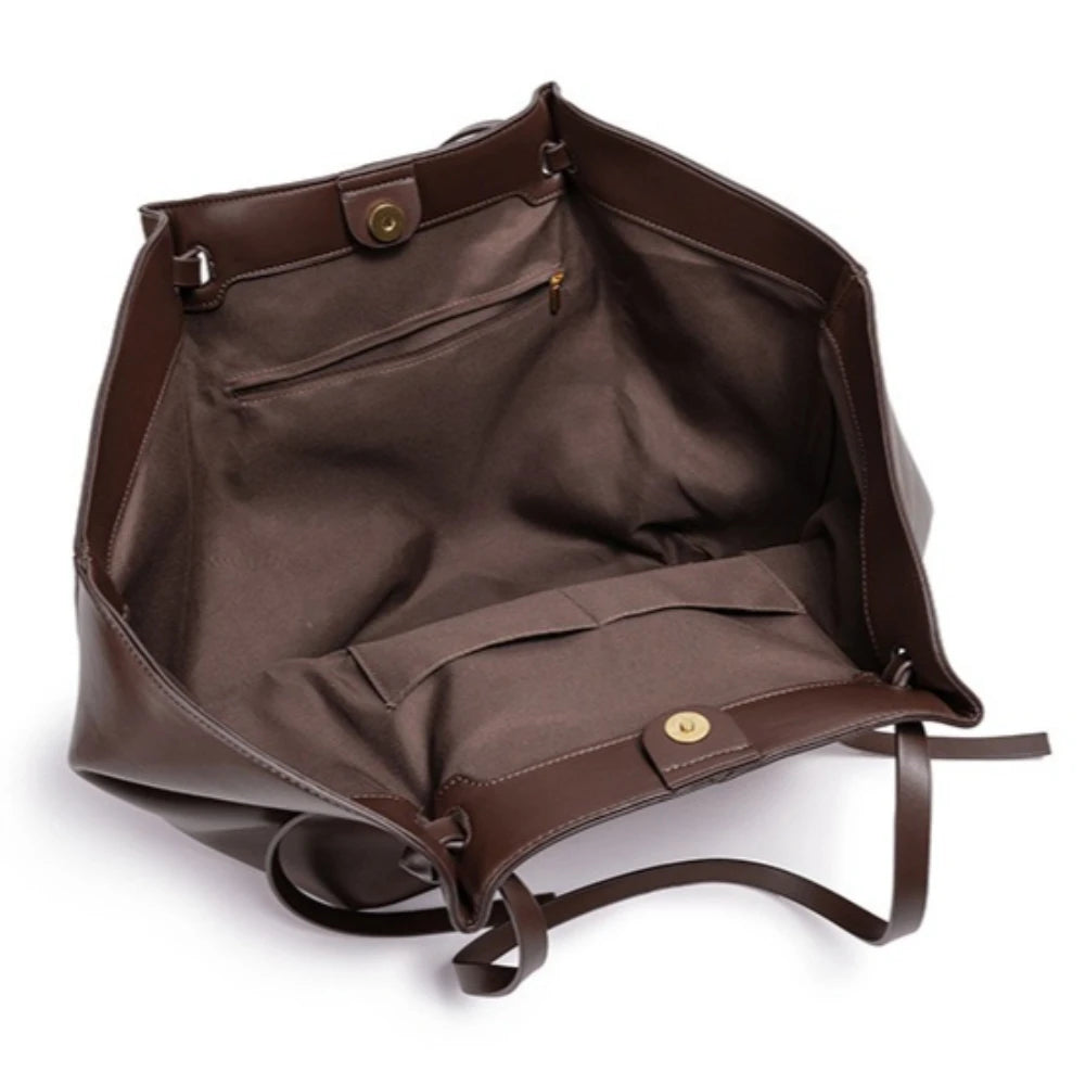 Large Metal Lock Shoulder Tote Bag