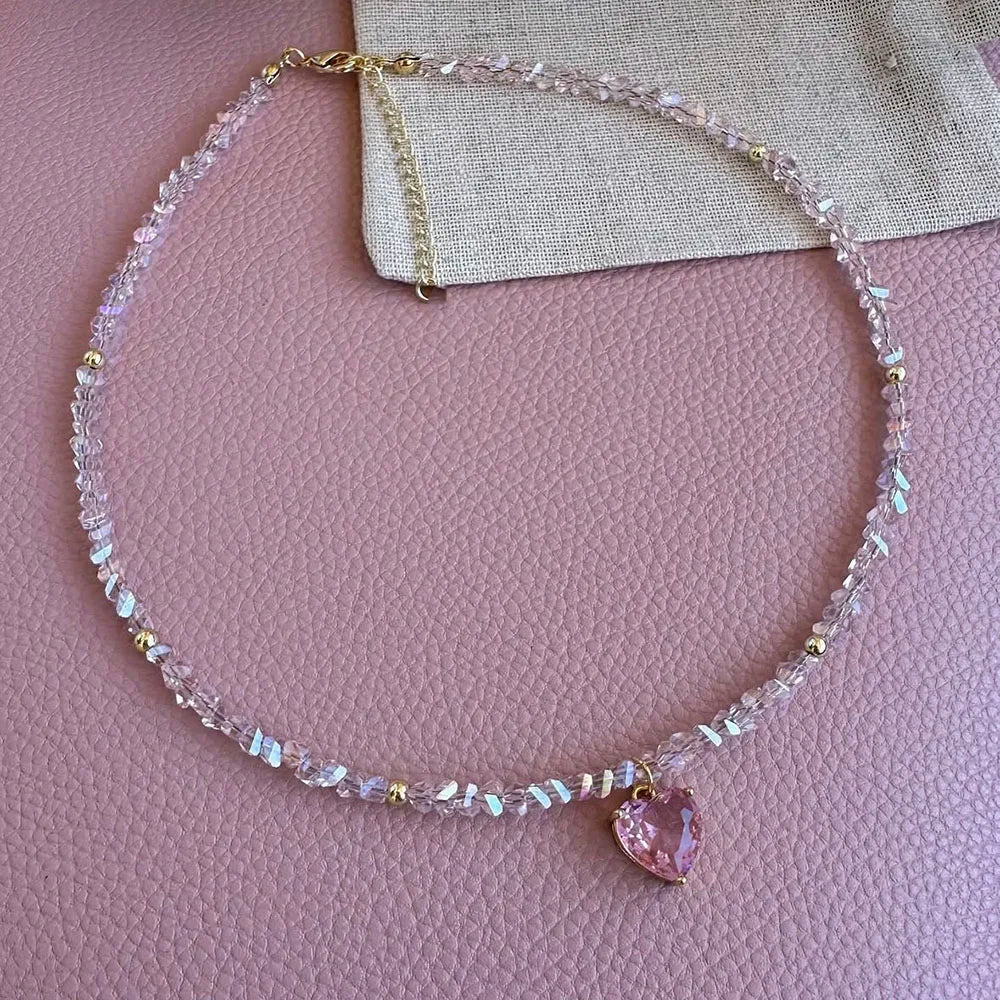 Pearl and Pink Stone Choker Necklace
