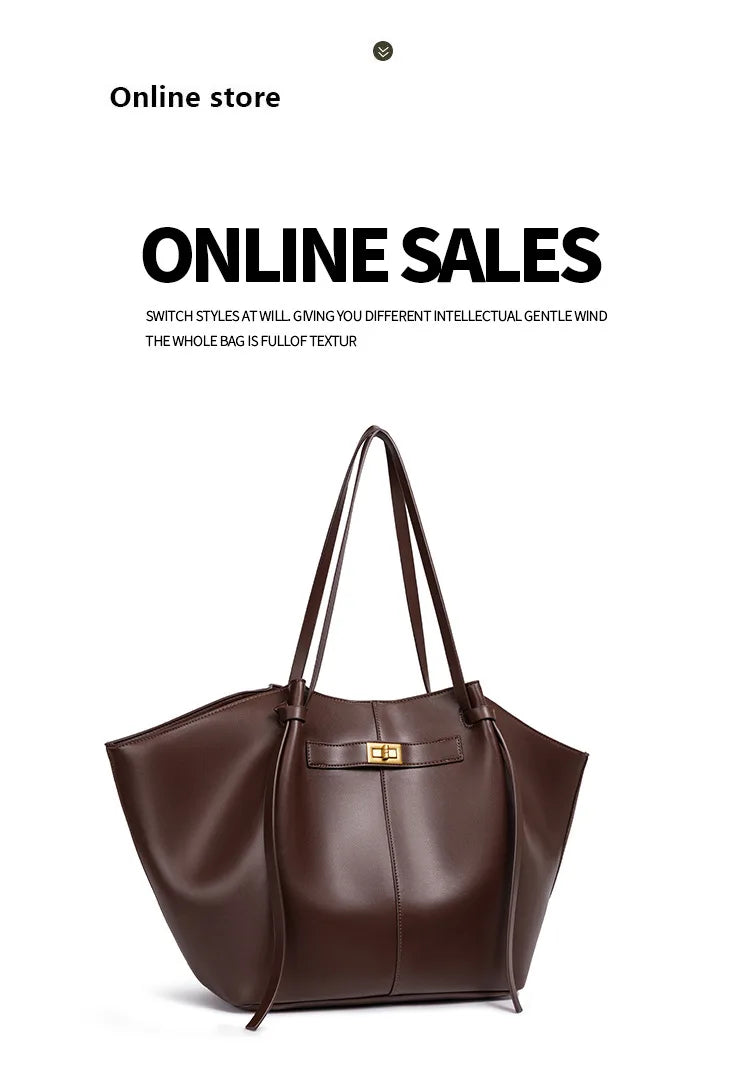 Large Metal Lock Shoulder Tote Bag