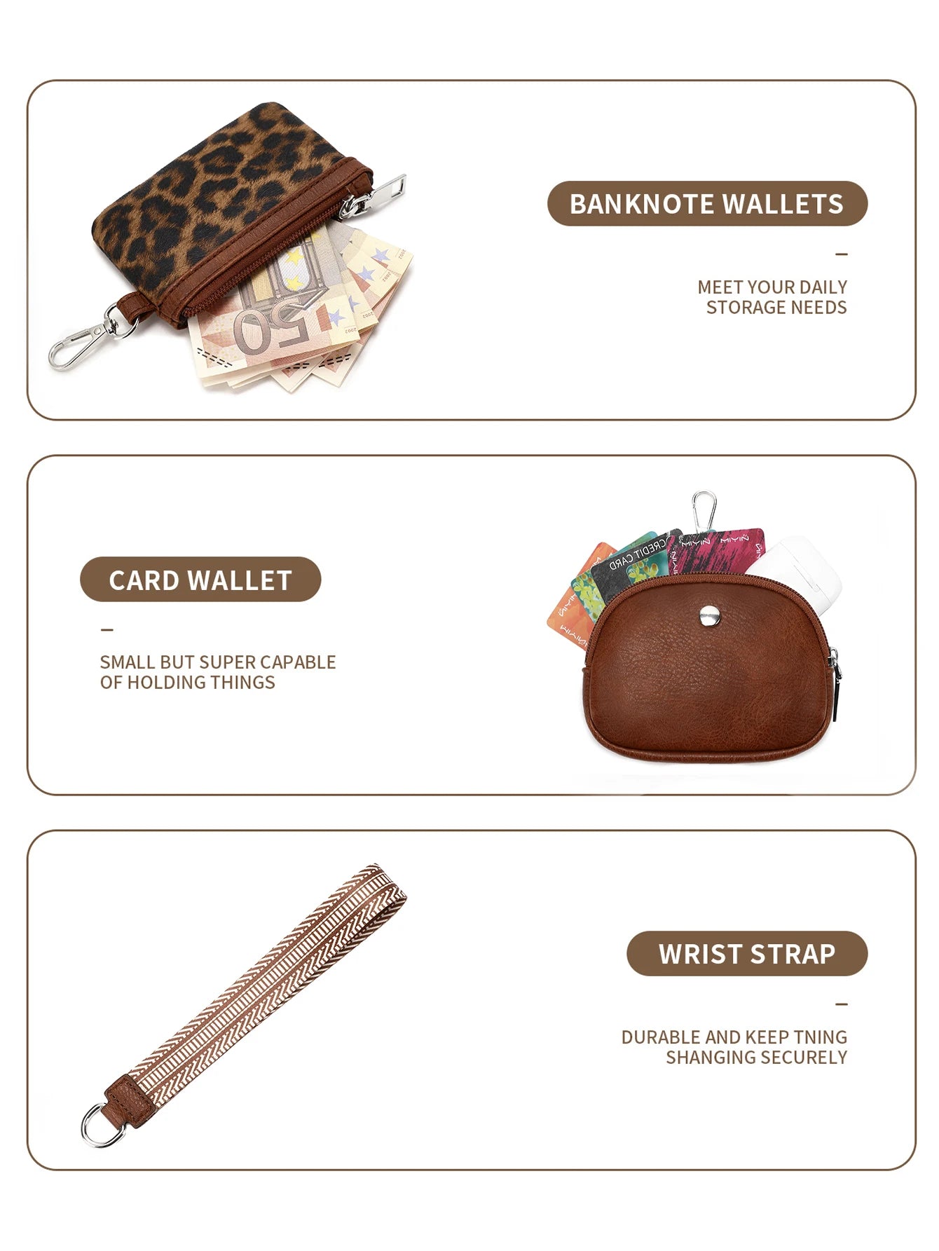 Leopard Print Zip Wristlet Wallet