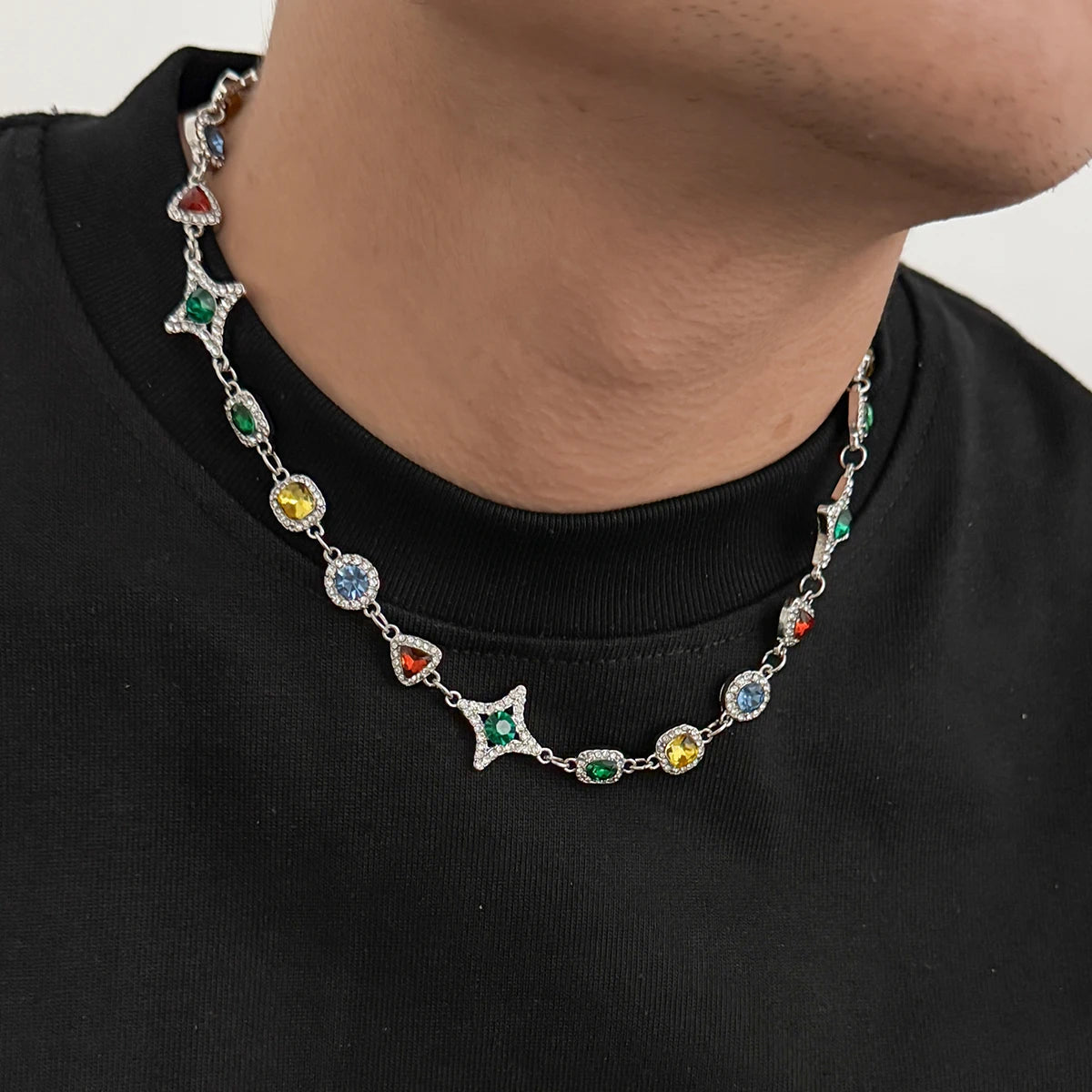 Crystal Chain Necklace and Bracelet Set